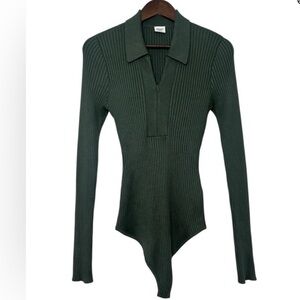 Abercrombie & Fitch Green quarter zip bodysuit